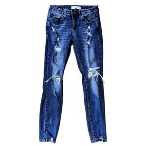 Kancan Austin Mid-Rise Distressed Skinny Jeans 7/27